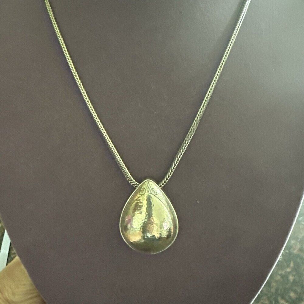 Brighton MERCER DROP Teardrop Silver LONG Pendant Necklace  CP